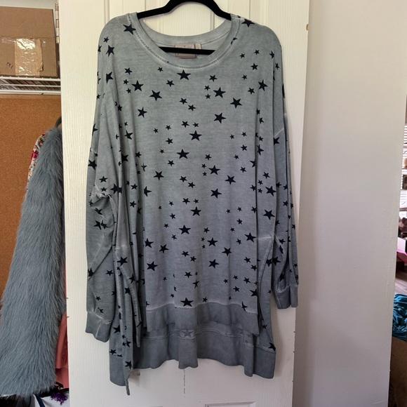 Dantelle Tops - Dantelle Slate Blue Top with Navy Stars